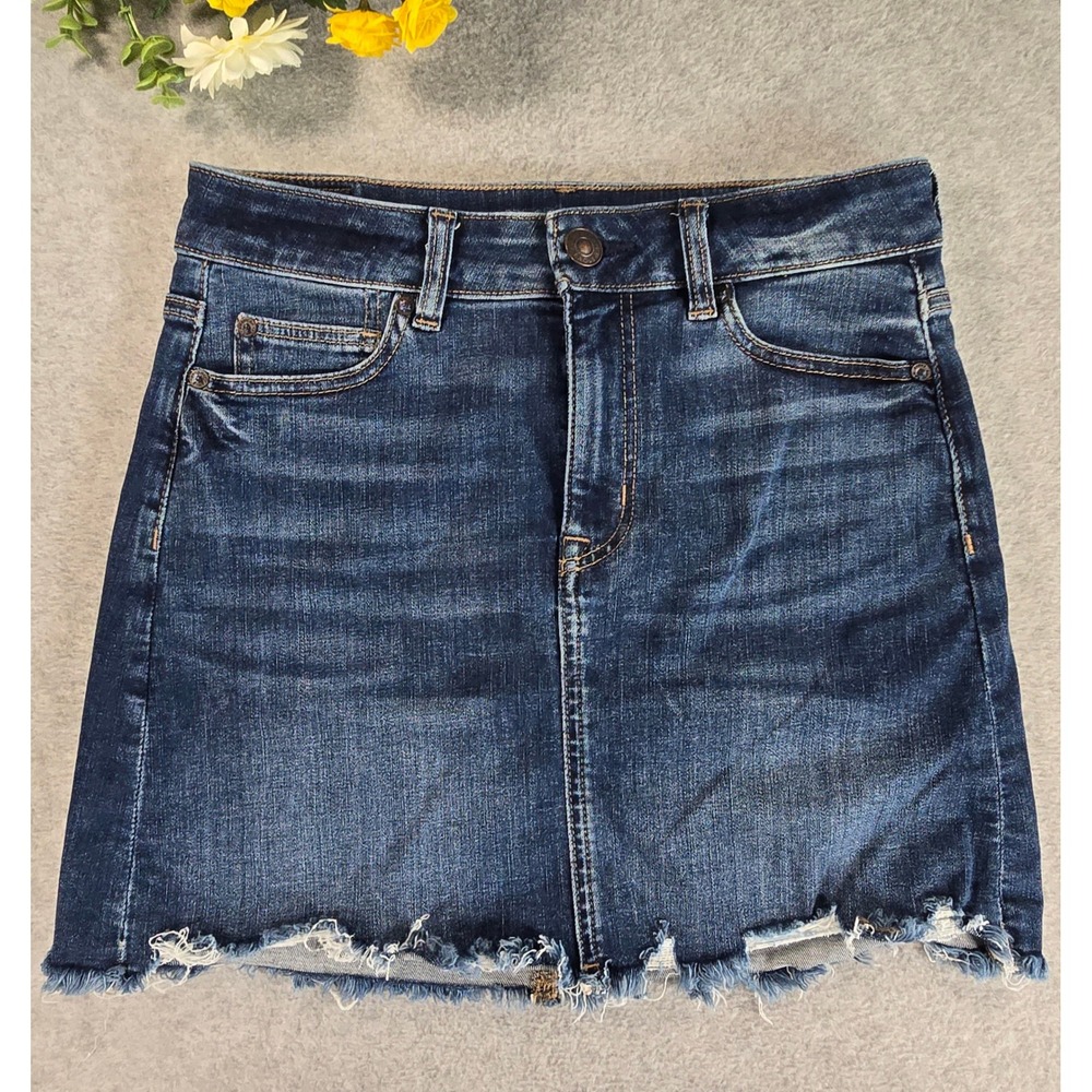 American Eagle AEO Hi-Rise Mini Skirt Size 4 Long Distressed Frayed Summer
